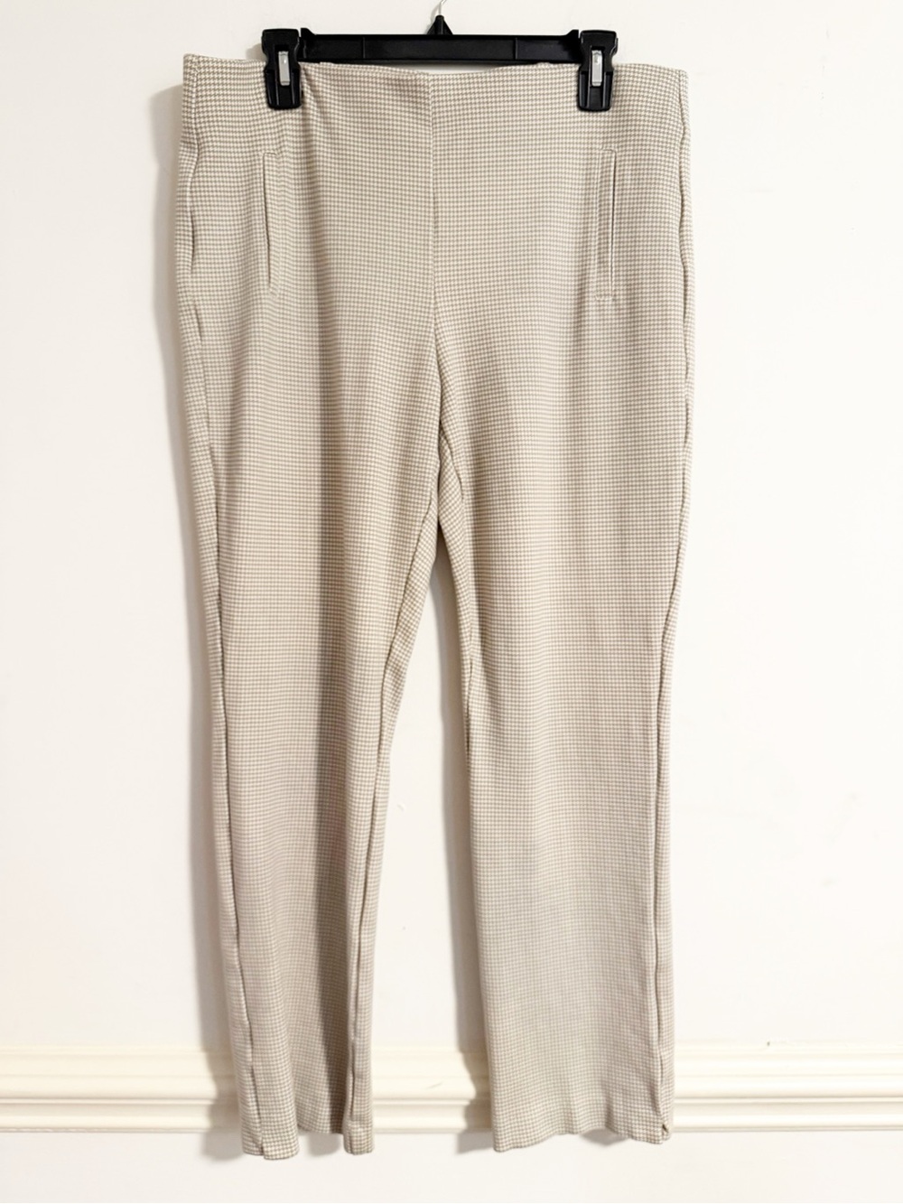 Chico's Brigitte So Slimming Beige Grid Houndstooth Pants Size 2R Regular US 12